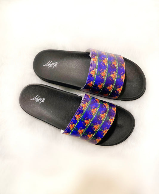 New Unisex Haiti Emblem Slides ( Blue)