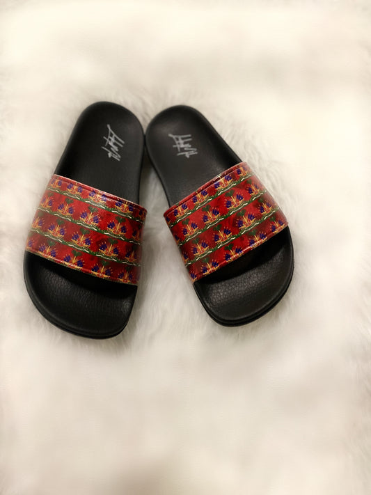 New Unisex Haiti Emblem Slides ( Red)